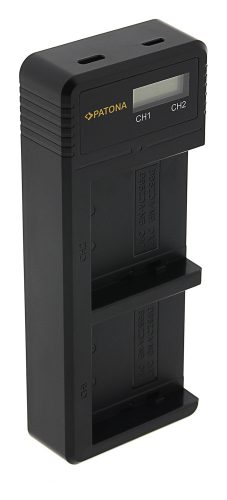 PATONA DUAL (LCD) akkumulátor töltő (dupla) (for JVC BN-VC296G) (USB-C) (1712)