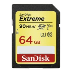 SanDisk SDXC Extreme memóriakártya - 64GB, 90MB/s, V30
