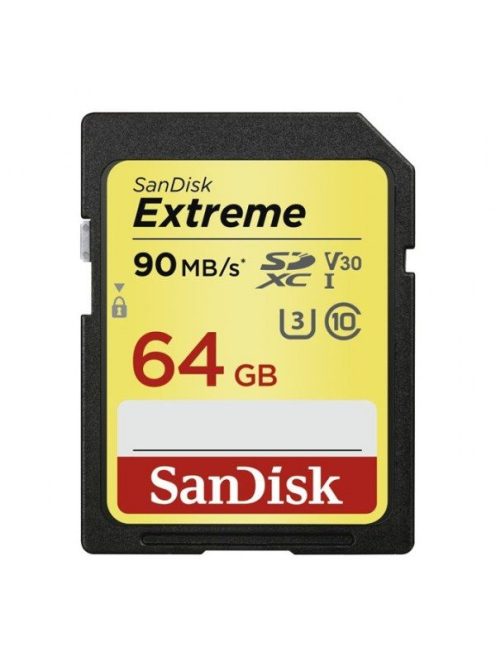 SanDisk SDXC Extreme memóriakártya - 64GB, 90MB/s, V30