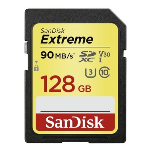 SanDisk SDXC Extreme memóriakártya - 128GB, 90MB/s, V30