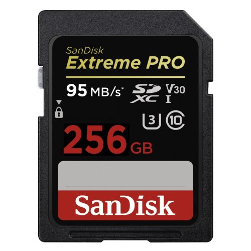 SanDisk Extreme PRO SDXC UHS-I memóriakártya - 256GB, V30, U3, 95 MB/s