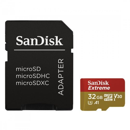 SanDisk Extreme® microSDHC™ 32GB memóriakártya + adapter (UHS-I) (V30) (U3) (90MB/s) (173420)