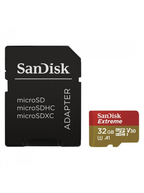 SanDisk Extreme® PRO microSDHC™ 32GB memóriakártya + adapter (UHS-I) (V30) (U3) (100MB/s) (Class10)  (A1) (173427)
