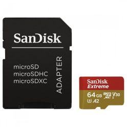   SanDisk Extreme® microSDXC™ 64GB memóriakártya + adapter (UHS-I) (V30) (U3) (160MB/s) (183505)