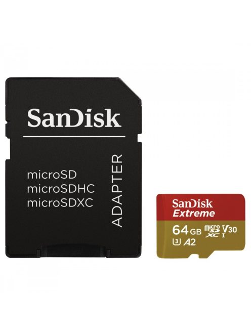 SanDisk Extreme® microSDXC™ 64GB memóriakártya + adapter (UHS-I) (V30) (U3) (160MB/s) (183505)