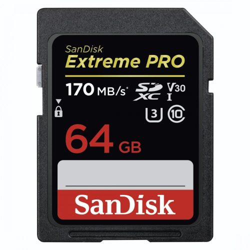 SanDisk Extreme® PRO® SDXC™ 64GB memóriakártya (UHS-I) (V30) (U3) (170 MB/s) (183530)