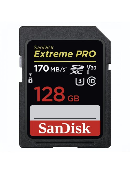 SanDisk Extreme® PRO® SDXC™ 128GB memóriakártya (UHS-I) (V30) (U3) (170MB/s) (183531)