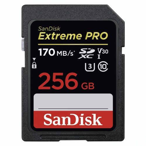 SanDisk Extreme® PRO® SDXC™ 256GB memóriakártya (UHS-I) (V30) (U3) (170MB/s) (183532)