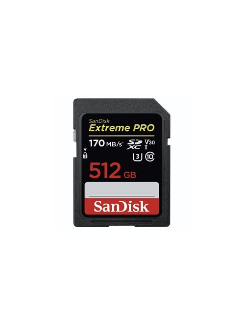 SanDisk Extreme® PRO® SDXC™ 512GB memóriakártya (UHS-I) (V30) (U3) (170MB/s) (183533)