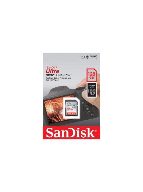 SanDisk Ultra® SDXC™ 128GB memóriakártya (UHS-I) (Class10) (100MB/s) (186470)