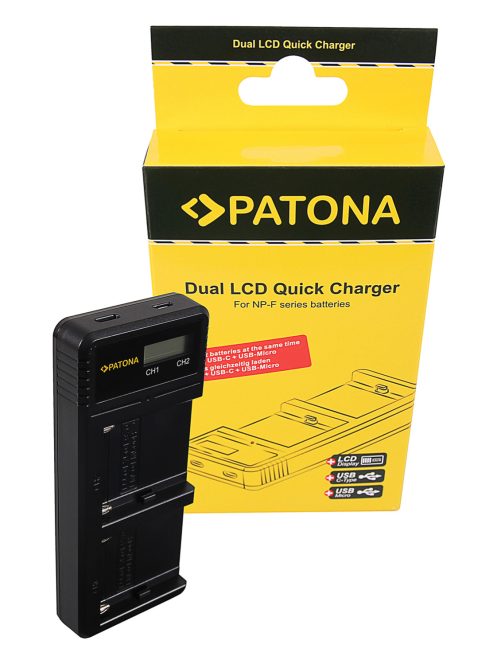 PATONA akkumulátor töltő (dupla) (for Sony NP-F) (USB-C // micro USB) (1886)