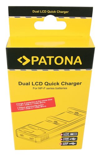 PATONA akkumulátor töltő (dupla) (for Sony NP-F) (USB-C // micro USB) (1886)