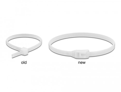 Delock kábelkötegelő (205mm/2,5mm) (100db) (black / white) (19471)