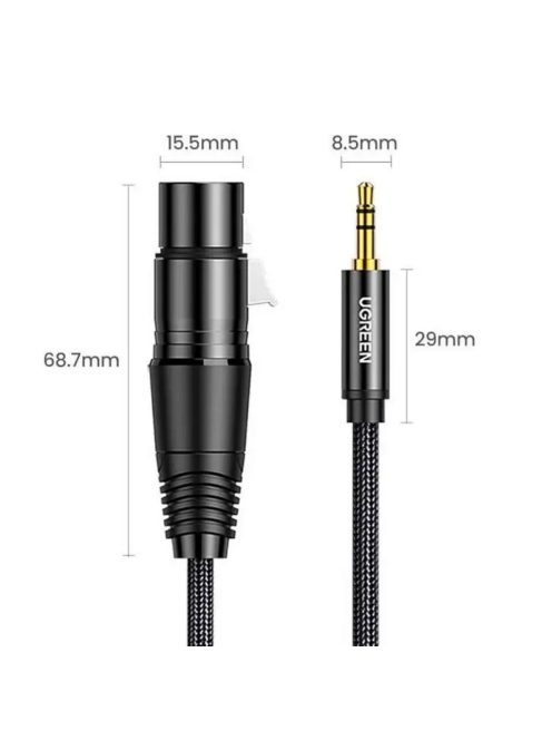 UGREEN AV182 XLR (anya) - Jack 3.5mm (apa) kábel (2m) (black) (20244)