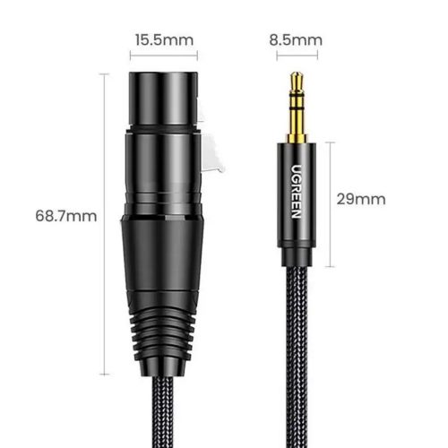 UGREEN AV182 XLR (anya) - Jack 3.5mm (apa) kábel (2m) (black) (20244)