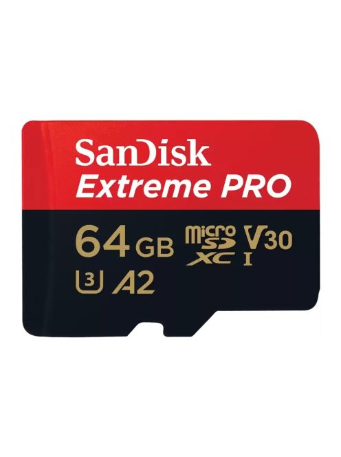 SanDisk Extreme® PRO microSDXC™ 64GB memóriakártya + adapter (UHS-I) (V30) (U3) (A2) (C10) (200MB/s) (214503)