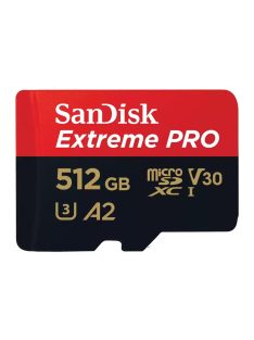   SanDisk Extreme® PRO microSDXC™ 512GB memóriakártya + adapter (UHS-I) (V30) (U3) (A2) (C10) (200MB/s) (214507)