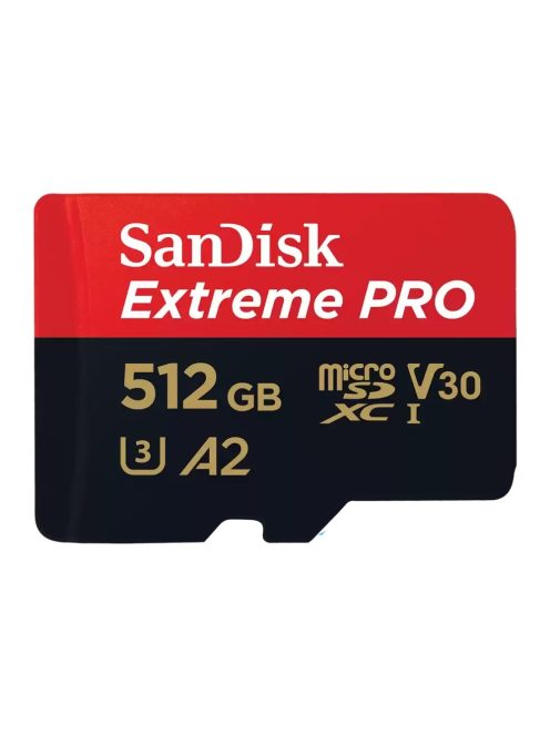 SanDisk Extreme® PRO microSDXC™ 512GB memóriakártya + adapter (UHS-I) (V30) (U3) (A2) (C10) (200MB/s) (214507)