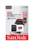 SanDisk Ultra® microSDXC™ 512GB memóriakártya + adapter (UHS-I) (150MB/s) (Class10) (A1) (215424)
