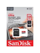 SanDisk Ultra® microSDXC™ 128GB memóriakártya + adapter (UHS-I) (140MB/s) (Class10) (A1) (215427)