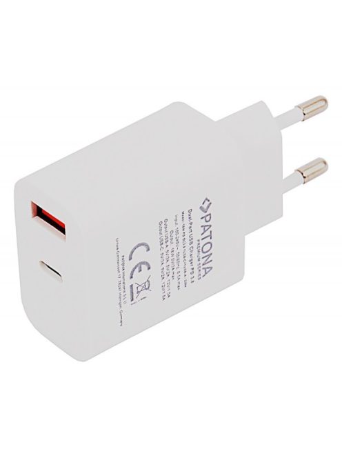 PATONA Premium PD18W USB-C // USB-A töltő (PD3.0) (white) (2584)