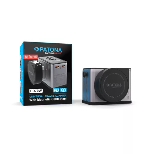 PATONA Platinum PD70W univerzális hálózati adapter mágneses töltővel 3x USB-C 1xUSB-A (EU, UK & US csatlakozóval)