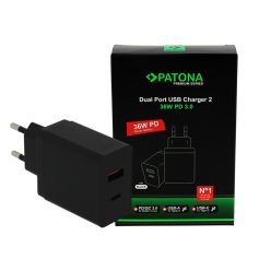  PATONA Premium PD36W USB-C // USB-A töltő (PD3.0 // QC3.0) (black) (2638)