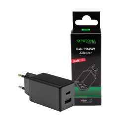   PATONA PD45W USB-C // USB-A PREMIUM töltő (PD3.0 // QC3.0) (black)