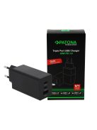 PATONA Premium PD65W 2 x USB-C // USB-A töltő (PD3.0 // QC3.0) (black) (2640)