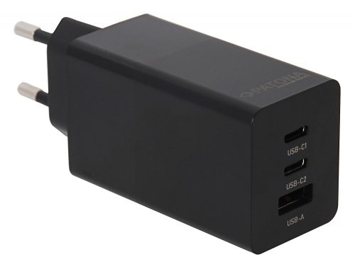 PATONA PD65W 2x USB-C // USB-A PREMIUM töltő (PD3.0 // QC3.0) (black) (2640)