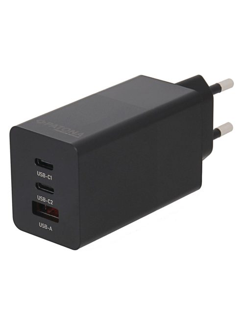 PATONA Premium PD65W 2 x USB-C // USB-A töltő (PD3.0 // QC3.0) (black) (2640)