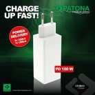 PATONA PD100W 2x USB-C // USB-A PREMIUM töltő (PD3.0 // QC3.0) (white) (2647)