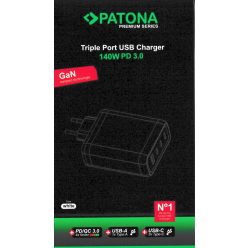   PATONA PD140W 3x USB-C // 1x USB-A PREMIUM töltő (140W) (PD 3.0) (white) (2648)
