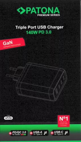 PATONA PD140W 3x USB-C // 1x USB-A PREMIUM töltő (140W) (PD 3.0) (white) (2648)