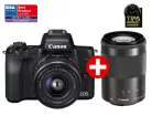 Canon EOS M50 váz (black) + EF-M 15-45mm IS STM + EF-M 55-200mm IS STM (2680C022)