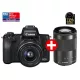 Canon EOS M50 váz (black) + EF-M 15-45mm IS STM + EF-M 55-200mm IS STM (2680C022)