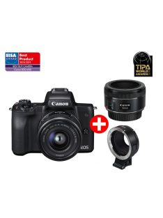   Canon EOS M50 + EF-M 15-45mm + EF 50/1.8 STM + EF-EOS M adapter (2680C061)