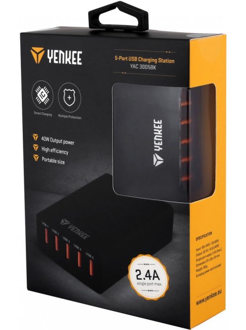 Yenkee YAC 3005BK USB töltőállomás 5 port (30015711)