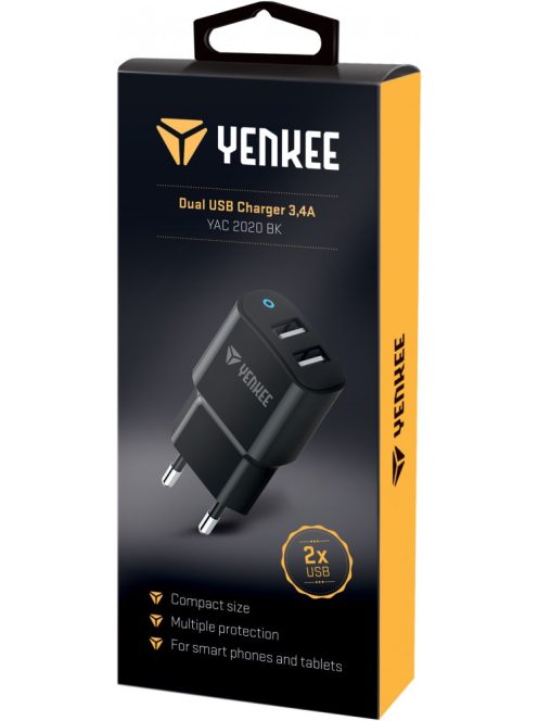Yenkee YAC 2020BK dual USB hálózati töltő (30017823)