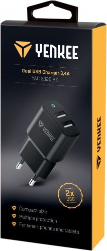 Yenkee YAC 2020BK dual USB hálózati töltő (30017823)