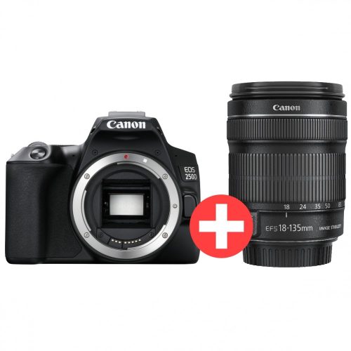 Canon EOS 250D body 1+2 years warranty** + EF-S 18-135mm /3.5-5.6 IS STM, black (3454C019)