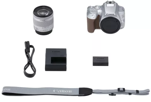 Canon EOS 250D body 1+2 years warranty** + EF-S 18-55mm /4-5.6 IS STM, silver (3461C001)