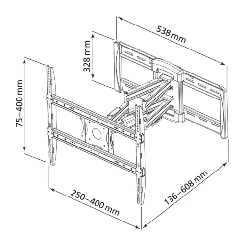 Stell SHO 8050 PRO PROFESSZIONÁLIS KIHÚZHATÓ ÁLLÍTHATÓ TV-TARTÓ KONZOL 30" - 60"