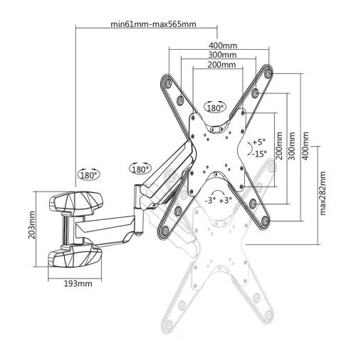 Stell SHO 3620 kihúzható, állítható 23"-70" TV tartó konzol
