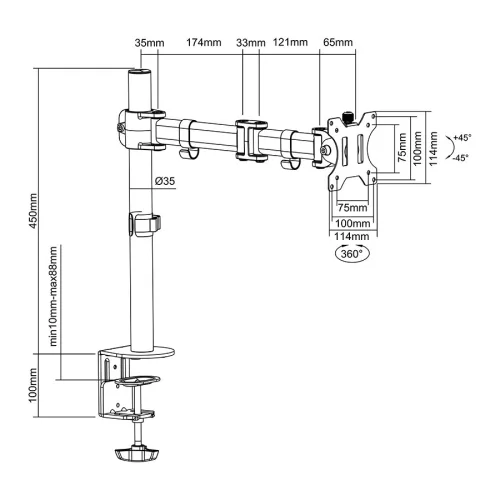 Stell SOS 1010 SINGLE monitor tartó (13"-27")