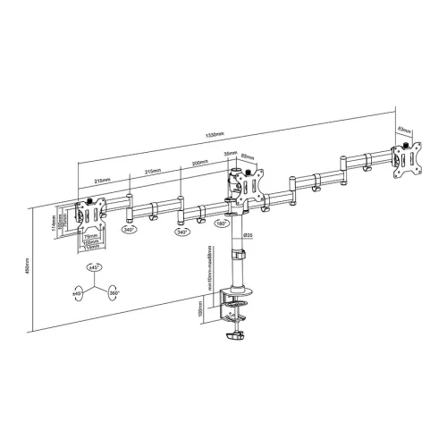 Stell SOS 1030 TRIPLE 13"-27" monitor tartó