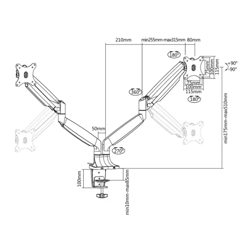 Stell SOS 2020 DUAL monitortartó (13"-32")