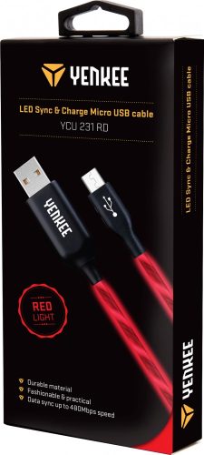 Yenkee YCU 231 kábel USB A 2.0 / micro USB (1m) (red) (LED) (35052177)