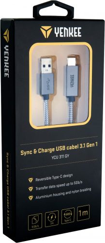 Yenkee YCU 311 GY kábel USB-A /// USB-C (1m) (gray) (35052238)