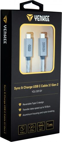 Yenkee YCU 331 GY kábel USB-C /// USB-C (1m) (gray) (35052301)